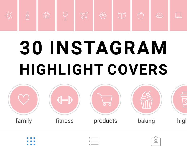 30 Instagram Highlight Icons Blush Pink | Etsy