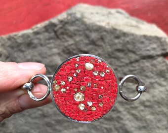 Original and colorful micromosaic and sterling silver bracelet