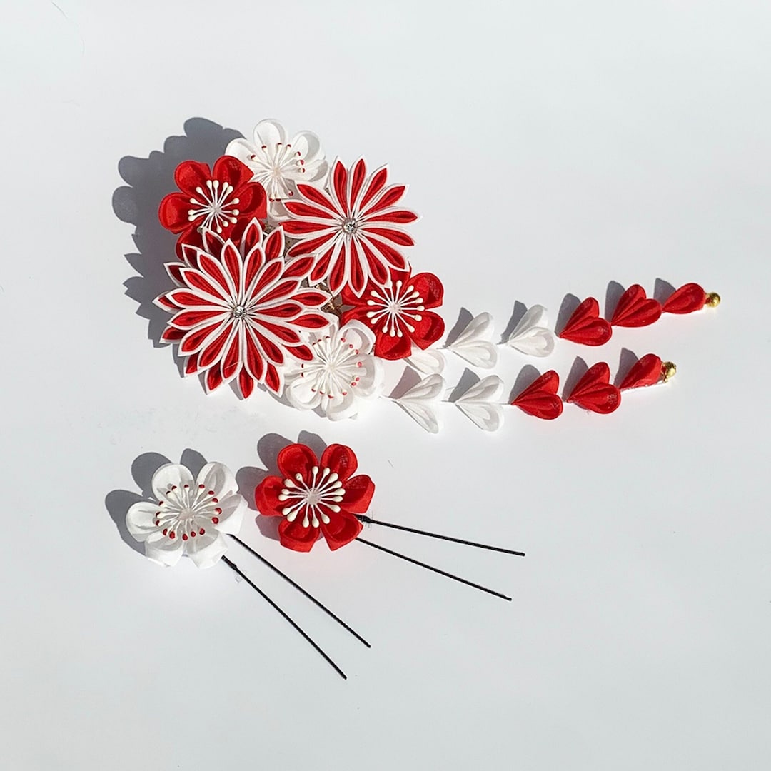 Forcine Per Capelli Kimono Giapponese – Accessorio Fiore Tsumami Per Acconciature, Ideale Per Cosplay, Matrimoni E Feste, Scegli Tra 4 Colori