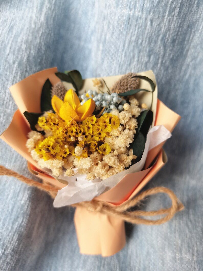 Handmade Mini Dried Flower Bouquet for Car/ Home/ Office Decor with Scent Gifts for Her Thank you Gift Graduate Gift Gift Decoration image 5