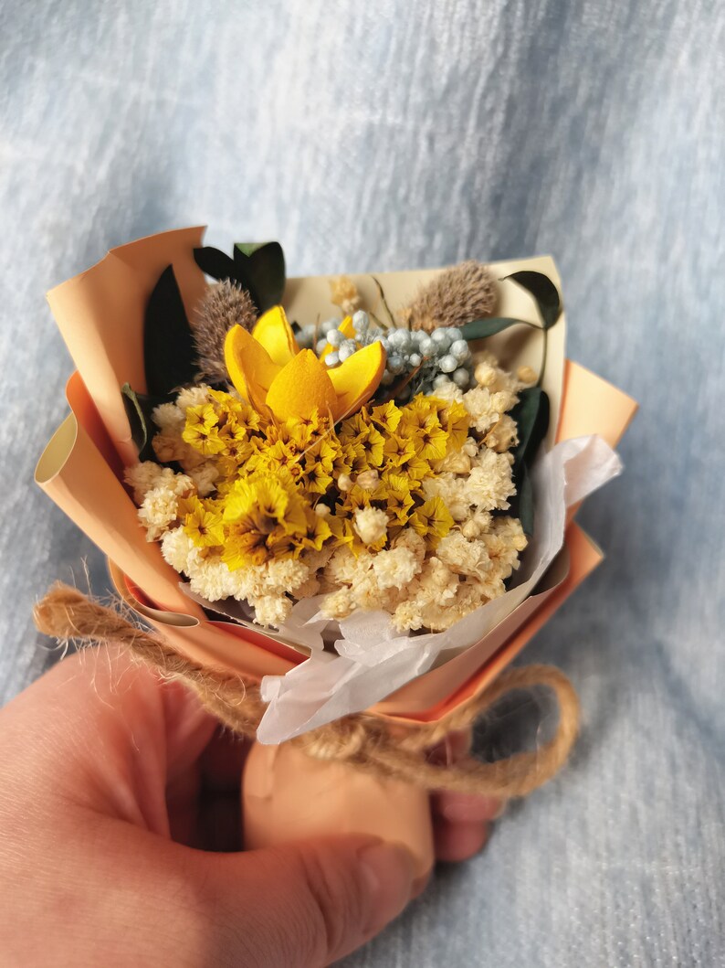 Handmade Mini Dried Flower Bouquet for Car/ Home/ Office Decor with Scent Gifts for Her Thank you Gift Graduate Gift Gift Decoration image 7