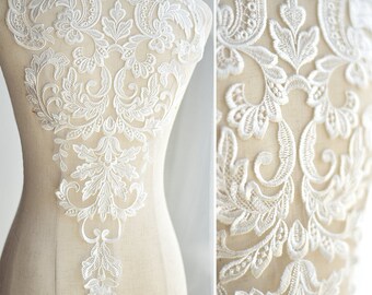 what is a paper dress Embroidered White Lace Patches Floral Lace Patch Applique for Wedding Dress Ball Gown LL-btbd3253 -- One Piece