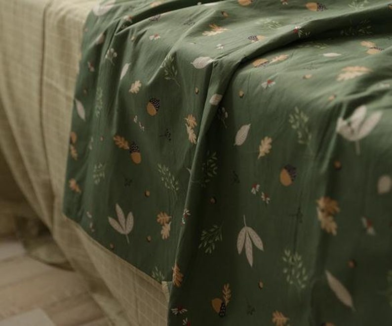 250cm Width Wide Cotton Fabric Bedding Fabric Green Pinecone Etsy