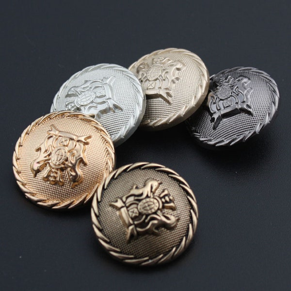 6 Pieces 0.59~0.98 inch（15mm-25mm）Gold Silver Gun-Black Horse Buttons Metal Buttons Suit Overcoat Bottons