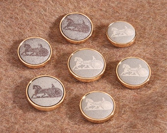 6 Pieces Gold Metal Buttons Carriage Print Metal Buttons Suit Buttons Overcoat Bottons  0.71~0.91 inch（18mm-23mm）