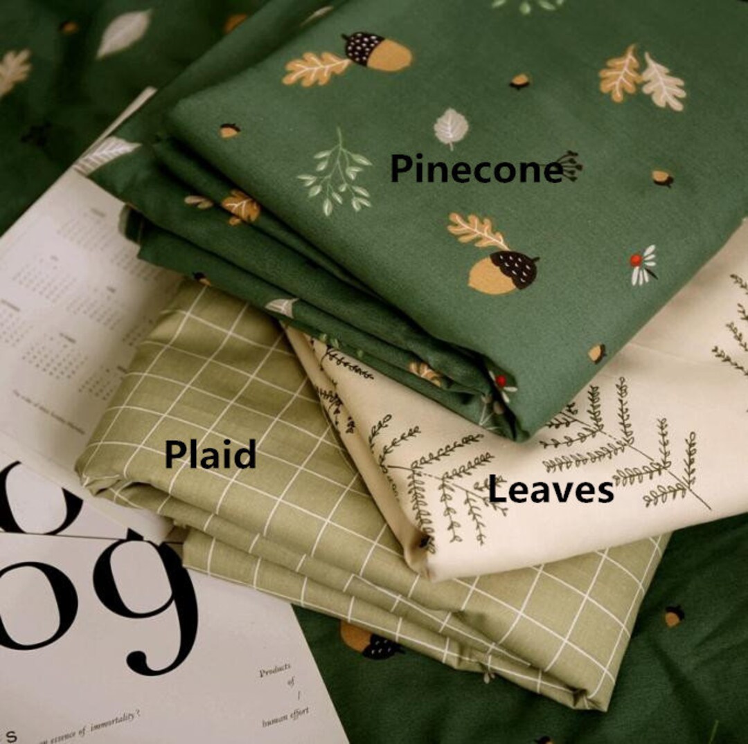 250cm Width Wide Cotton Fabric Bedding Fabric Green Pinecone Plaid