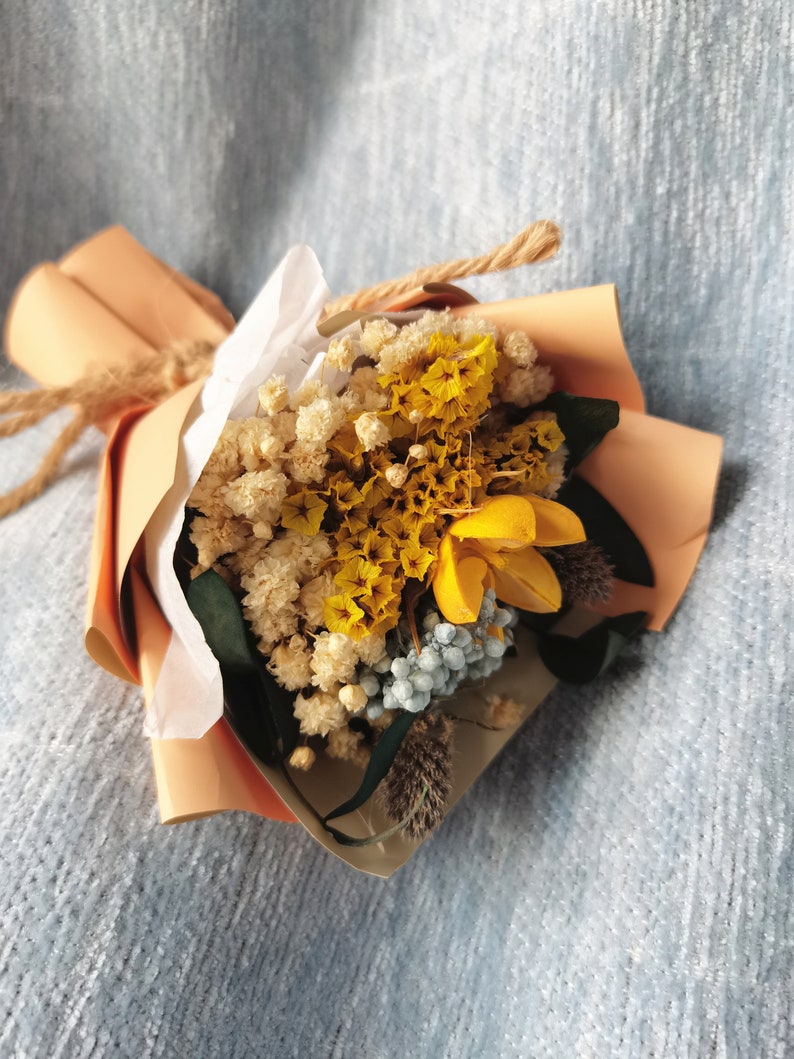Handmade Mini Dried Flower Bouquet for Car/ Home/ Office Decor with Scent Gifts for Her Thank you Gift Graduate Gift Gift Decoration image 1