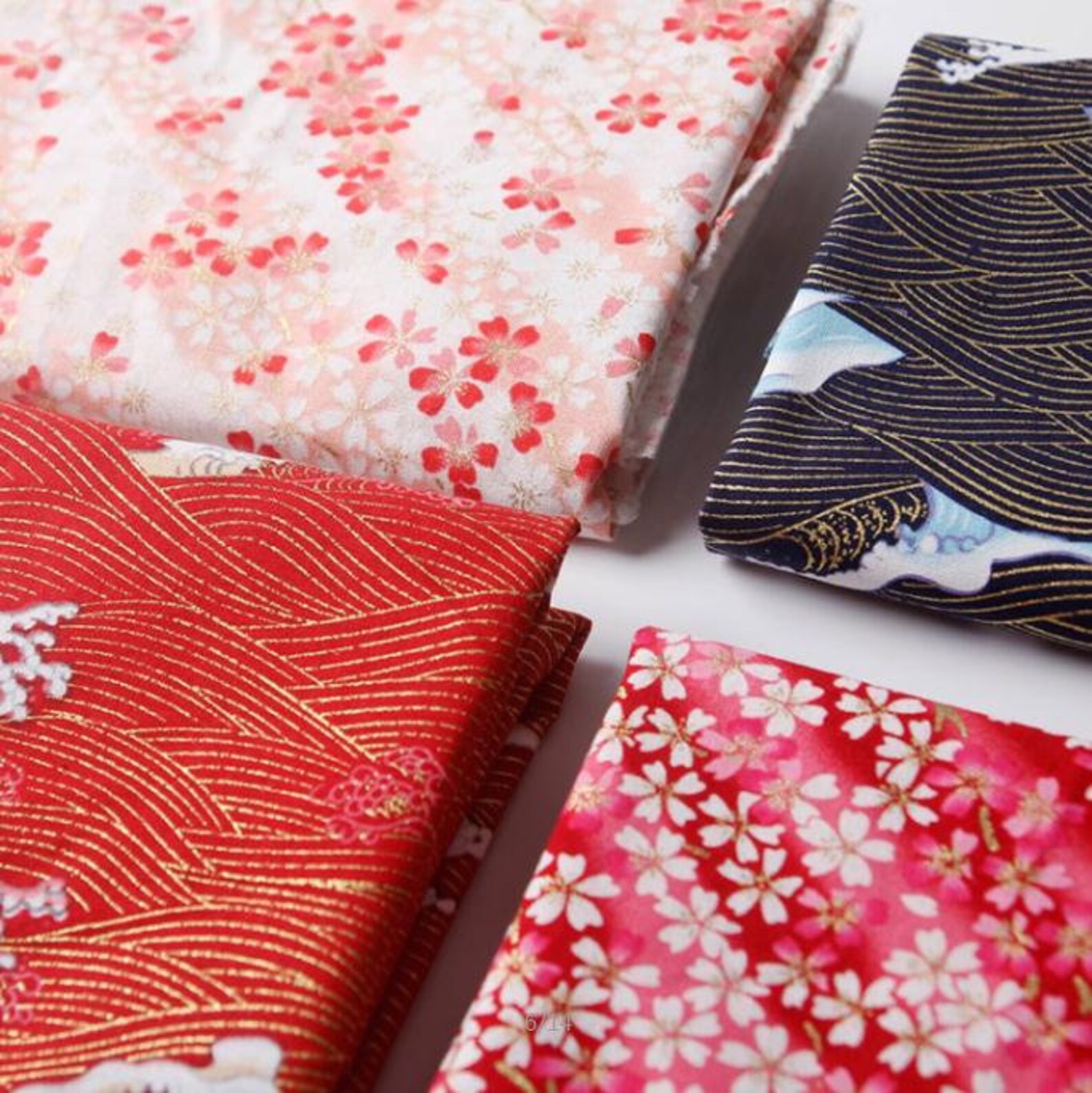 Vintage Japanese Cotton Fabric Sakura Fabric Wave Fabric for Etsy