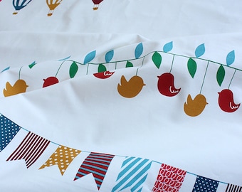 Birthday Party Tablecloth Cotton Linen Banner Fabric for Party Nursery Table Runner Baking Dessert Bar Tent Decor  -- Half Yard