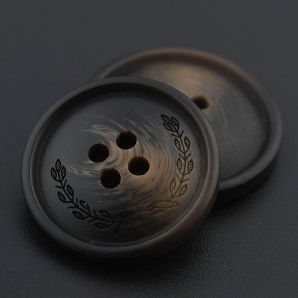 6 Pieces Dark Brown 4 Hole Coat Sweater Buttons High Quality Resin Buttons for Shirts Suits Coats  - 0.59~1.18 inch（15mm-30mm）