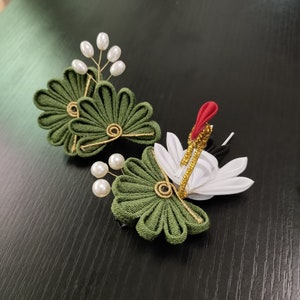 Handgemachte Kanzashi Kimono Outfit Ornament Blumen Clip Haarnadel Clip Flying Crane Clip