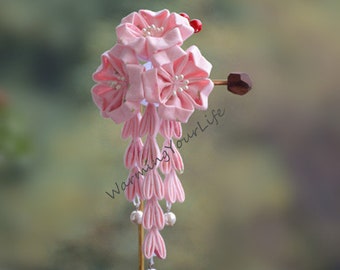 Handgemachte Blumen Clip Haarnadel Clip Sakura Clip Pink Sakura Clip mit Perlen -- One Piece