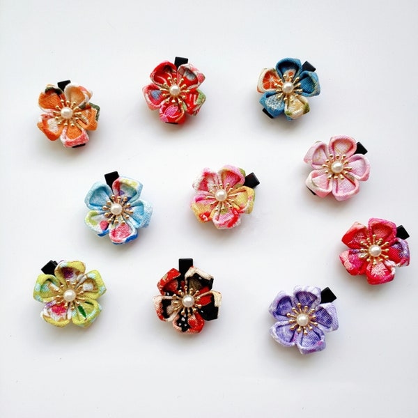 Handmade Japanese Traditional Tsumami Kanzashi Hair Clip Pin Kimono Yukata Outfit Wedding Ornament Sakura Flowerclip