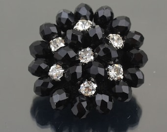 2pcs BLACK FLOWER IN CRYSTAL DOME CLEAR LARGE ITALIAN BUTTONS 20mm-B914 JACKET 2pcs BLACK FLOWER IN CRYSTAL DOME CLEAR LARGE ITALIAN BUTTONS 20mm-B914 JACKET