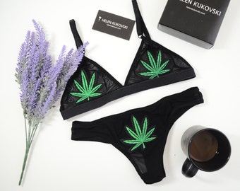 Cannabis lingerie festival bra mesh lingerie