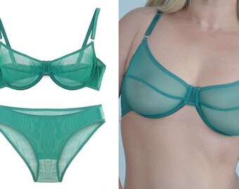 Grüne Dessous durchsichtige Dessous Mesh Dessous Set