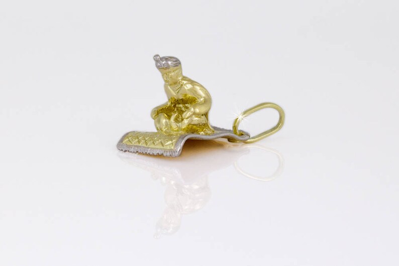 Aladin Auf Fliegenden Teppich 3d Charm Ketten Anhanger 14kt Etsy