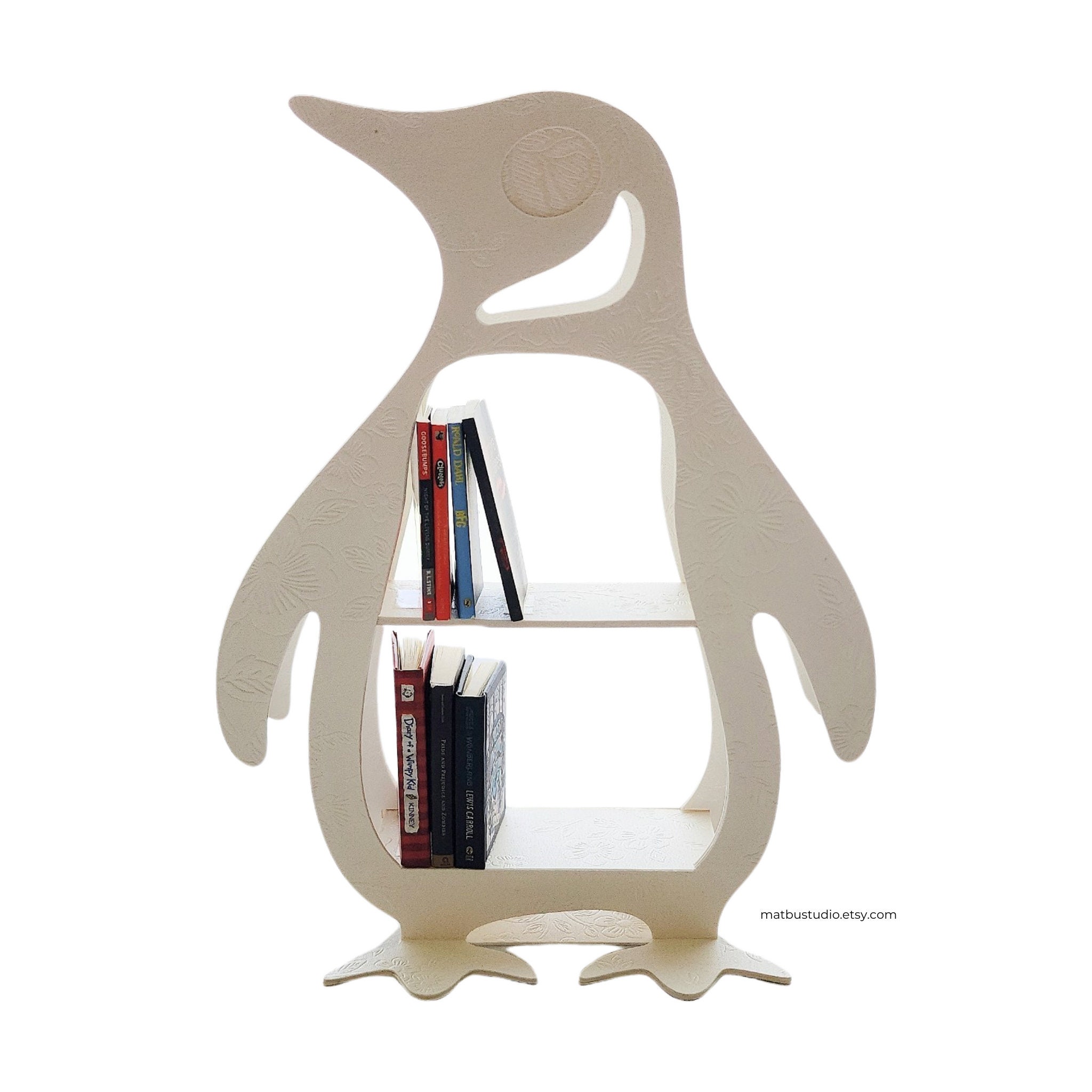 Penguin Bookcase SVG File Template 1/8 Scale Miniature, DIY Barbie, BJD