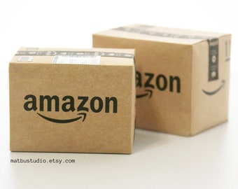 Digital printable template 1/6 to 1/4 scale miniature Amazon tall shipping box [DIY]
