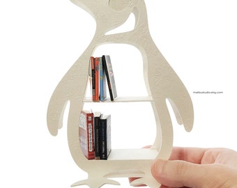 Penguin Bookcase SVG File template 1/8 scale miniature, DIY Barbie, BJD, Blythe Dollhouse Furniture Deco Craft Art, Instant Digital Download