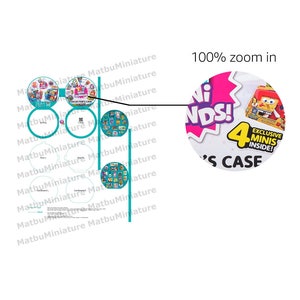 May include: A pink and white box with the text "Mini Friends!" and a picture of a cartoon character. The box says "4 Exclusive Minis Inside!" and "Collector's Case".