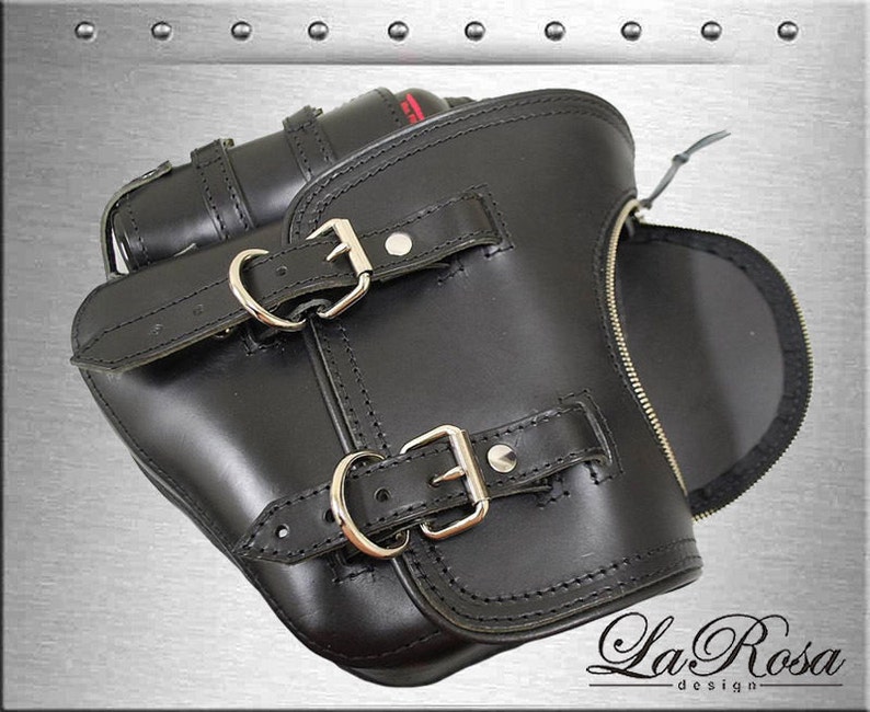 Larosa Black Leather Harley Softail Rigid Zipper Style Left Etsy