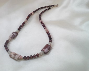 Earthy Beach Necklace with Glass and Stone Beads