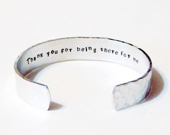Hidden Message Textured Cuff Bracelet Hand Stamped