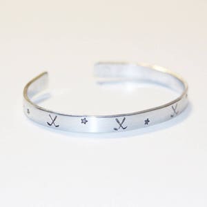 Hockey Mom Hand Stamped Cuff Bracelet