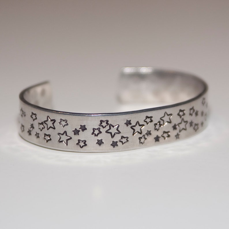 Star Cuff Hand Stamped Metal Bracelet - Etsy