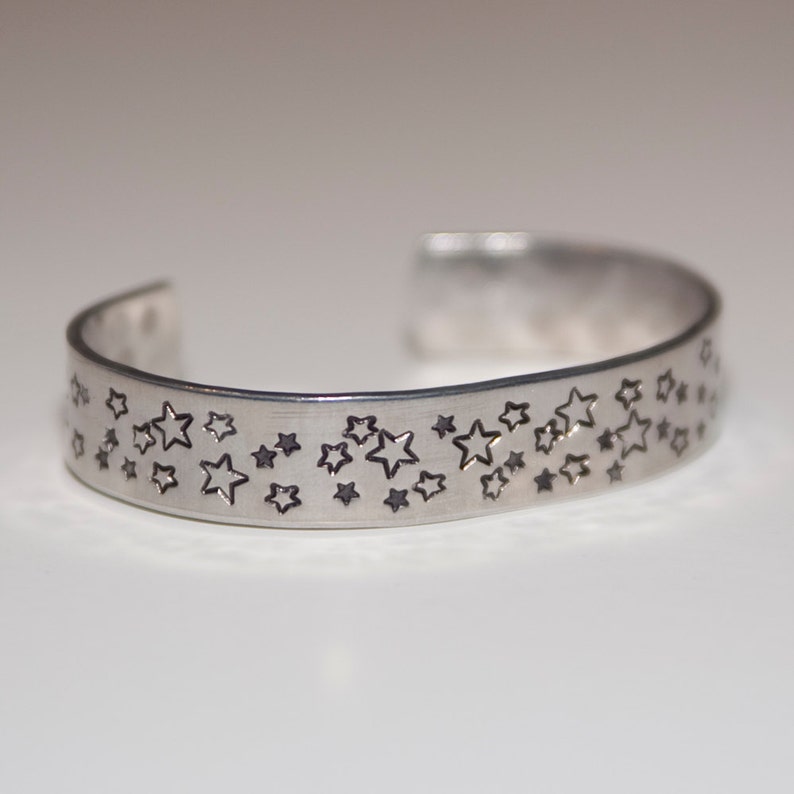 Star Cuff Hand Stamped Metal Bracelet Etsy