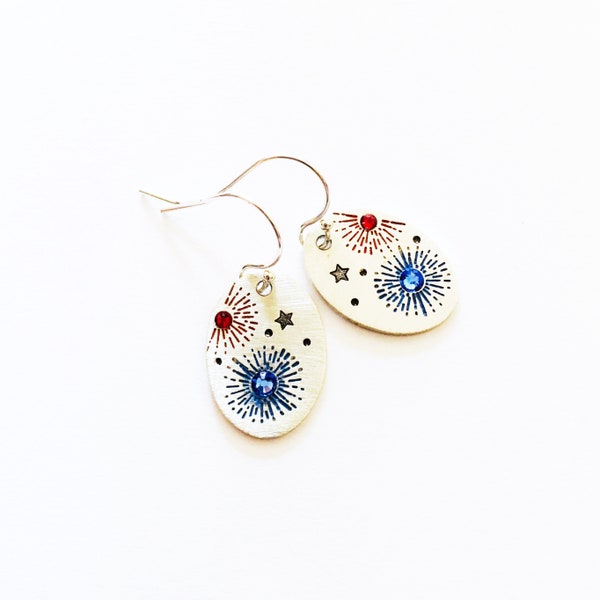 Fireworks Earrings Hand Stamped