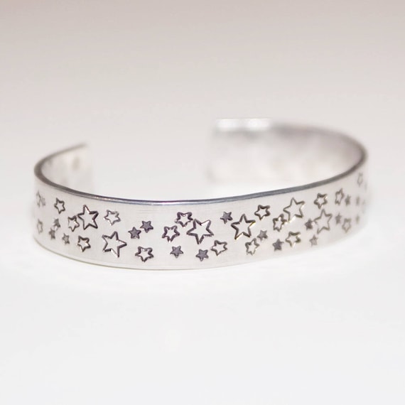 Star Cuff Hand Stamped Metal Bracelet Etsy