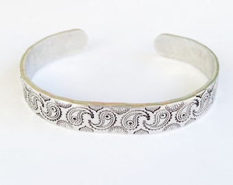 Paisley Hand  Stamped Cuff Bracelet