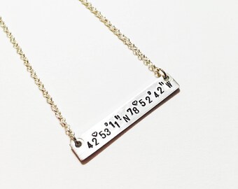 Coordinate Necklace Hand Stamped