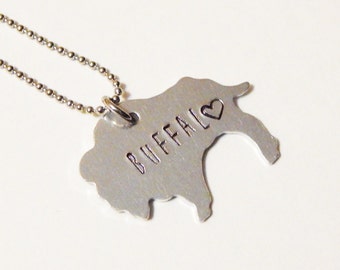 Buffalo Necklace Hand Stamped Aluminum