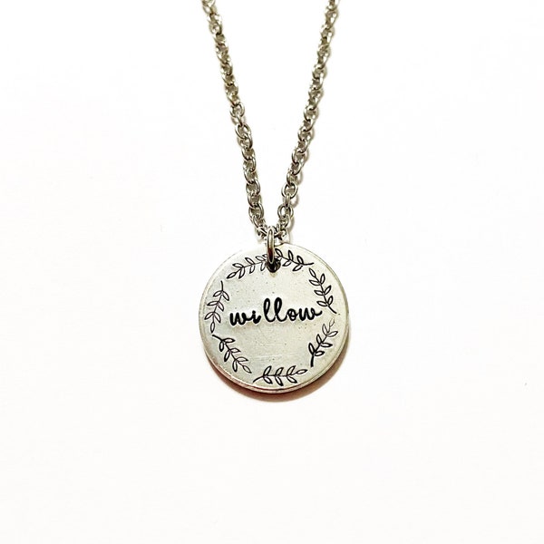 Willow Necklace Hand Stamped