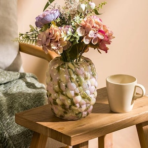 Multicolor Glass Vase with Bubble Texture , Elegant Flower Holder or Standalone Art Piece, Decorative Glass Accent for Shelves, Tables&Gifts