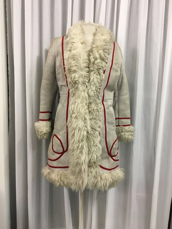 Vintage 70s Saks Fifth Ave Suede Coat Leather Sheep Shearling Afghan Russian Long Princess Brown Almost Famous Hippy Penny Lane SM