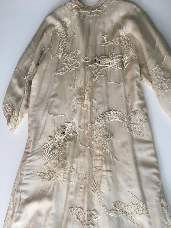 Antique 1920s silk house coat robe kimono with rai