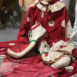 Antique circus clown costume suit with shoes 1940s-1950s theater