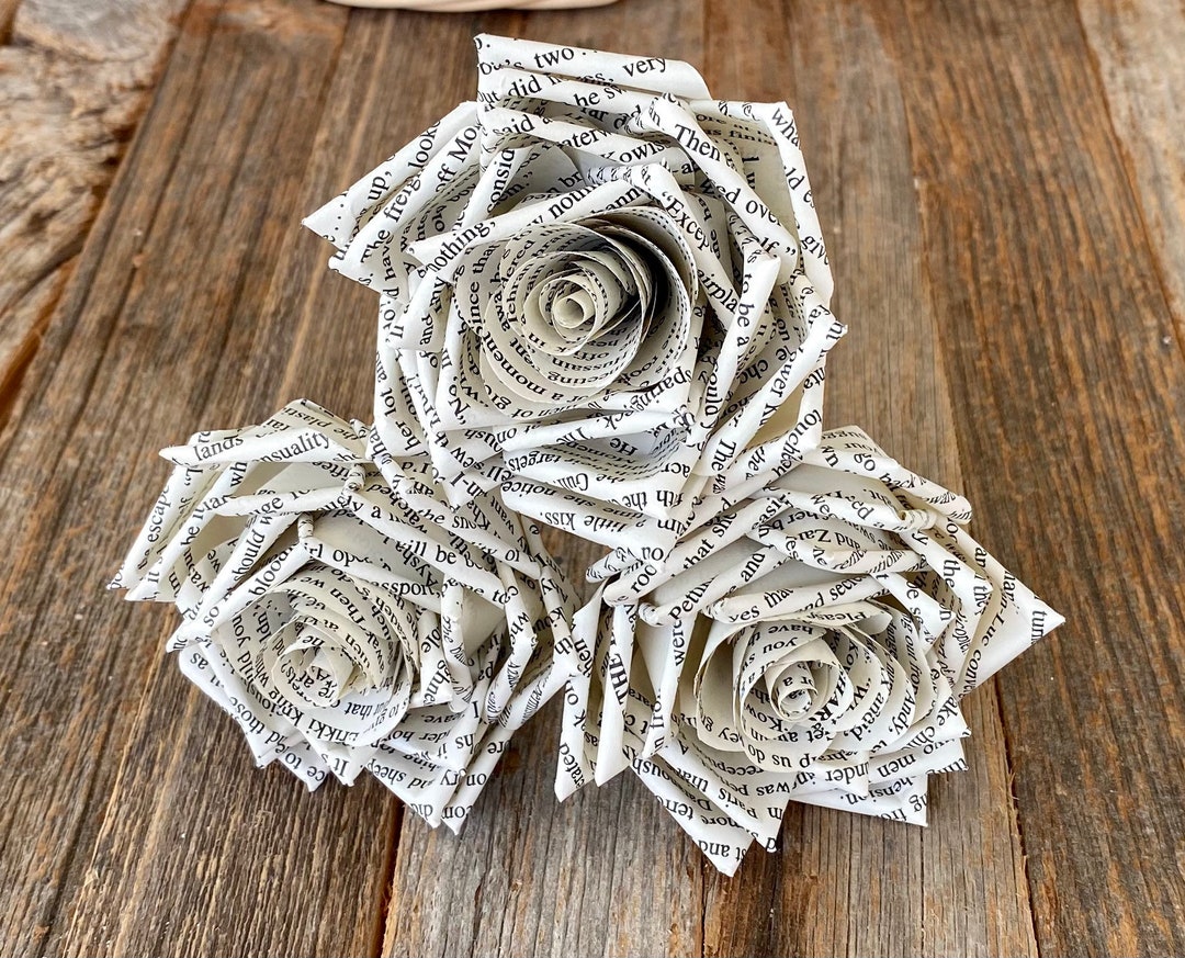 3 Book Page Rose Sampler, Bouquet Add in or Gift - Etsy