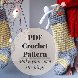 Instant Download Crochet Pattern Jumbo / Mega Chunky Oversized Wool Christmas Stocking Make your own stocking pattern image 1