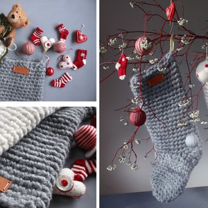Instant Download Crochet Pattern Jumbo / Mega Chunky Oversized Wool Christmas Stocking Make your own stocking pattern image 2