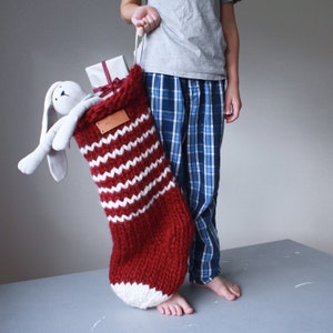 Knitting Pattern Only Jumbo Knitted Christmas Stocking Pattern Make Your Own Mega Chunky Stocking image 1