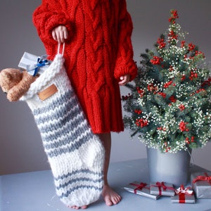 Knitting Pattern Only Jumbo Knitted Christmas Stocking Pattern Make Your Own Mega Chunky Stocking image 3