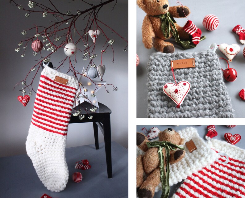 Instant Download Crochet Pattern Jumbo / Mega Chunky Oversized Wool Christmas Stocking Make your own stocking pattern image 3