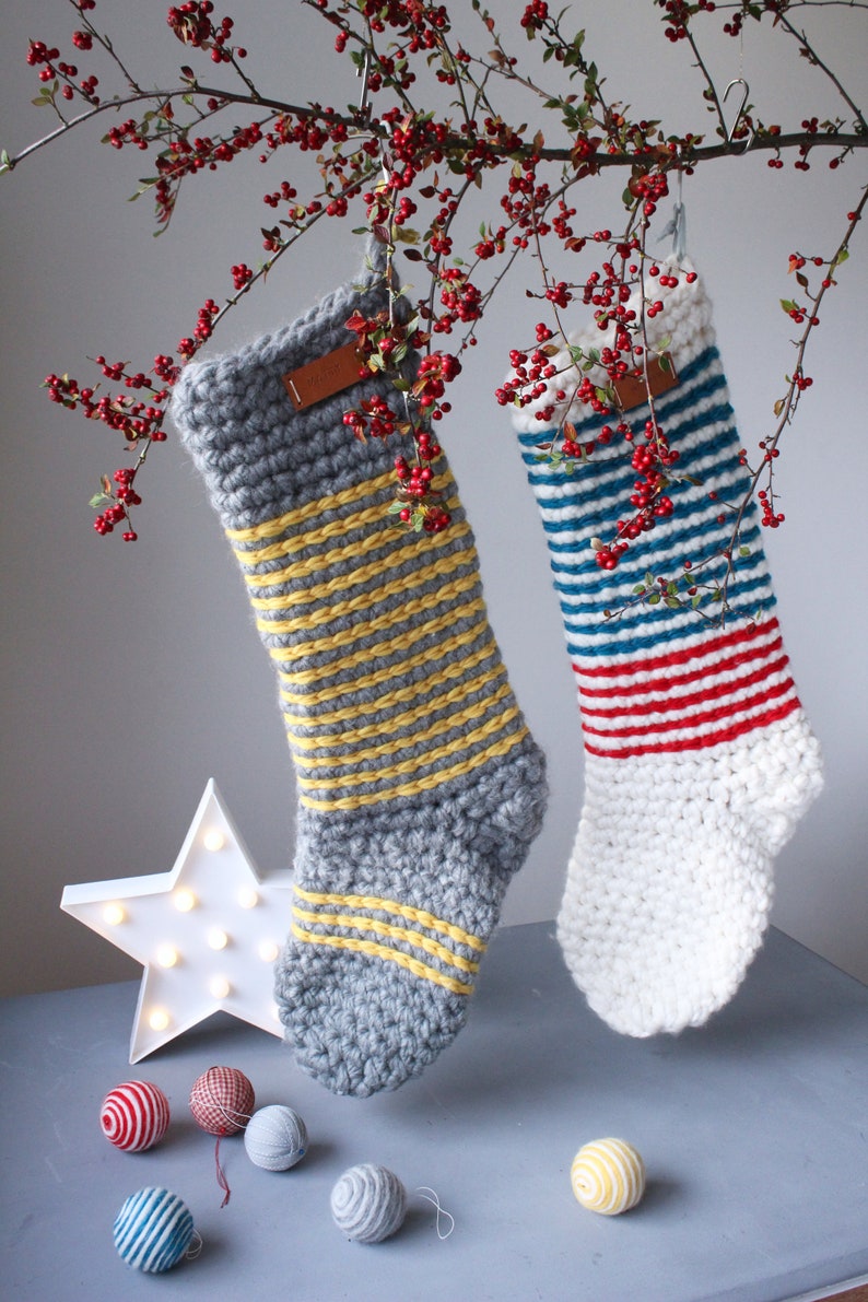 Instant Download Crochet Pattern Jumbo / Mega Chunky Oversized Wool Christmas Stocking Make your own stocking pattern image 4