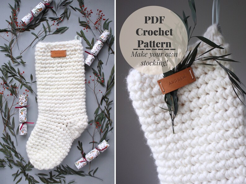 Instant Download Crochet Pattern Jumbo Mega Chunky Oversized Christmas Stocking Pattern Crochet Your Own Stocking image 2