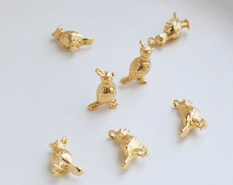 2pcs/4pcs/10pcs 5X14mm 14k Gold Plated Brass 3D Bird Charm Pendants TR485